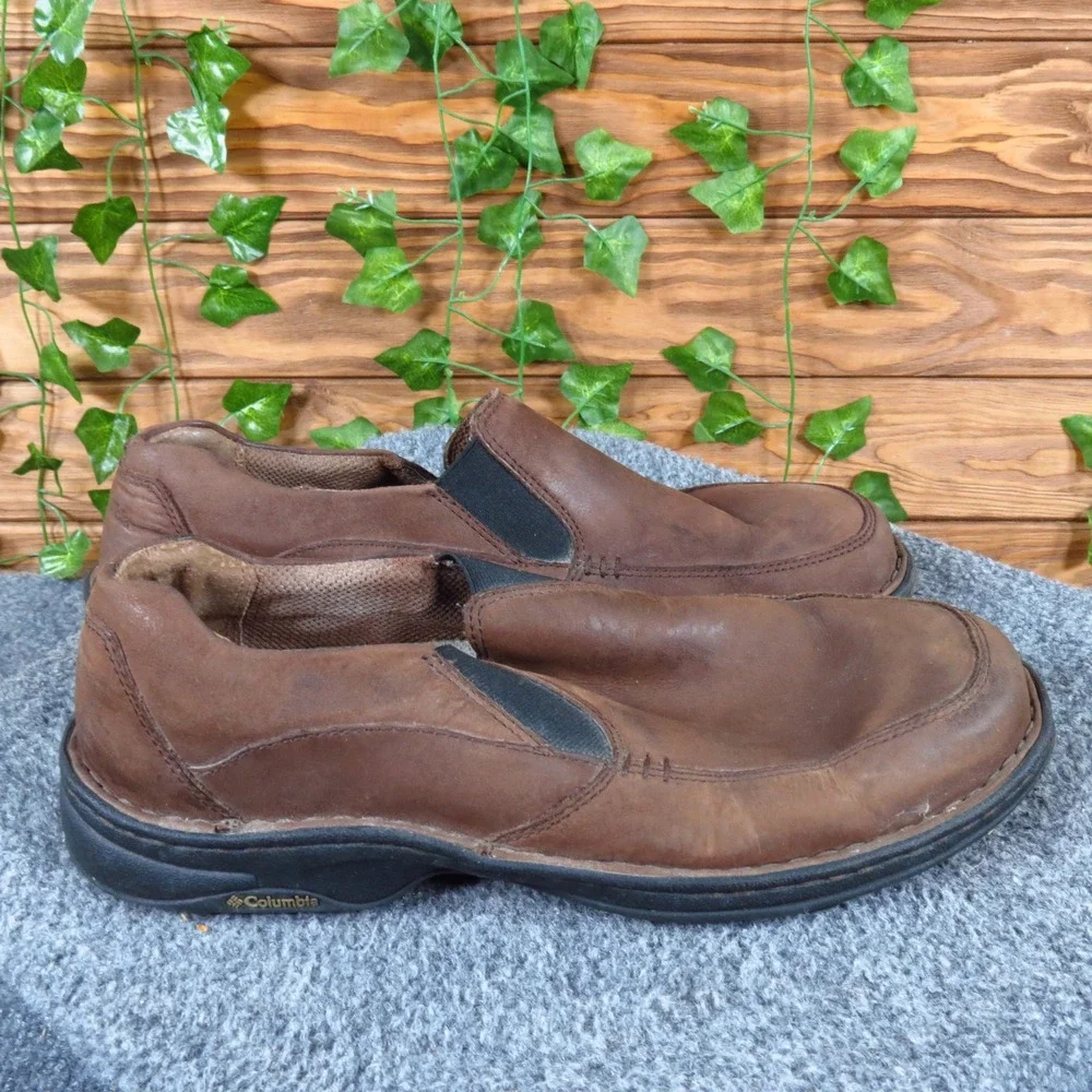 Columbia Big Pines Mens Slip On Loafers Size 9.5 Outdoor Walking Brown Leather